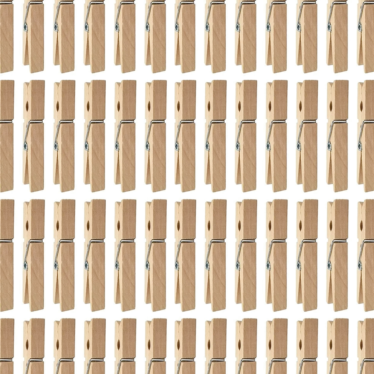 LOLA Wood Spring Clothespins Moisture Resistant Hard Wood Spring Clips - 50ct
