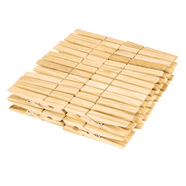 LOLA Wood Spring Clothespins Moisture Resistant Hard Wood Spring Clips - 50ct