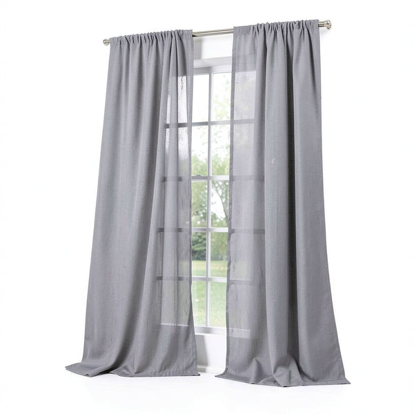 No. 918 1-Panel Lourdes Crushed Sheer Window Curtain, Grey, 59X84