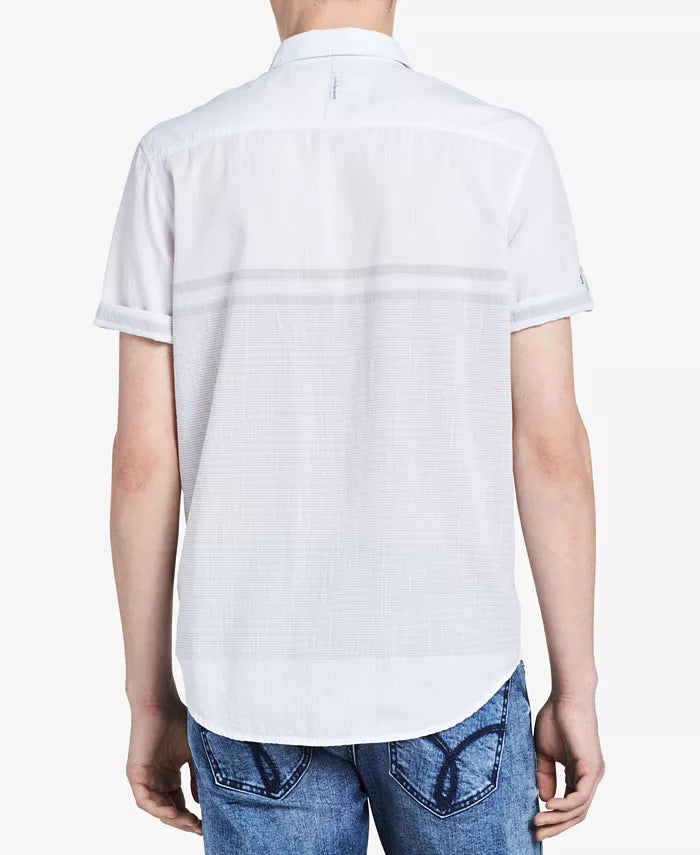 Calvin Klein Jeans White Wash Short Sleeve Roll-up Shirt, Size XXL