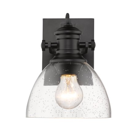 Golden Lighting Hines 1-Light Black and Seeded Glass Bath Light