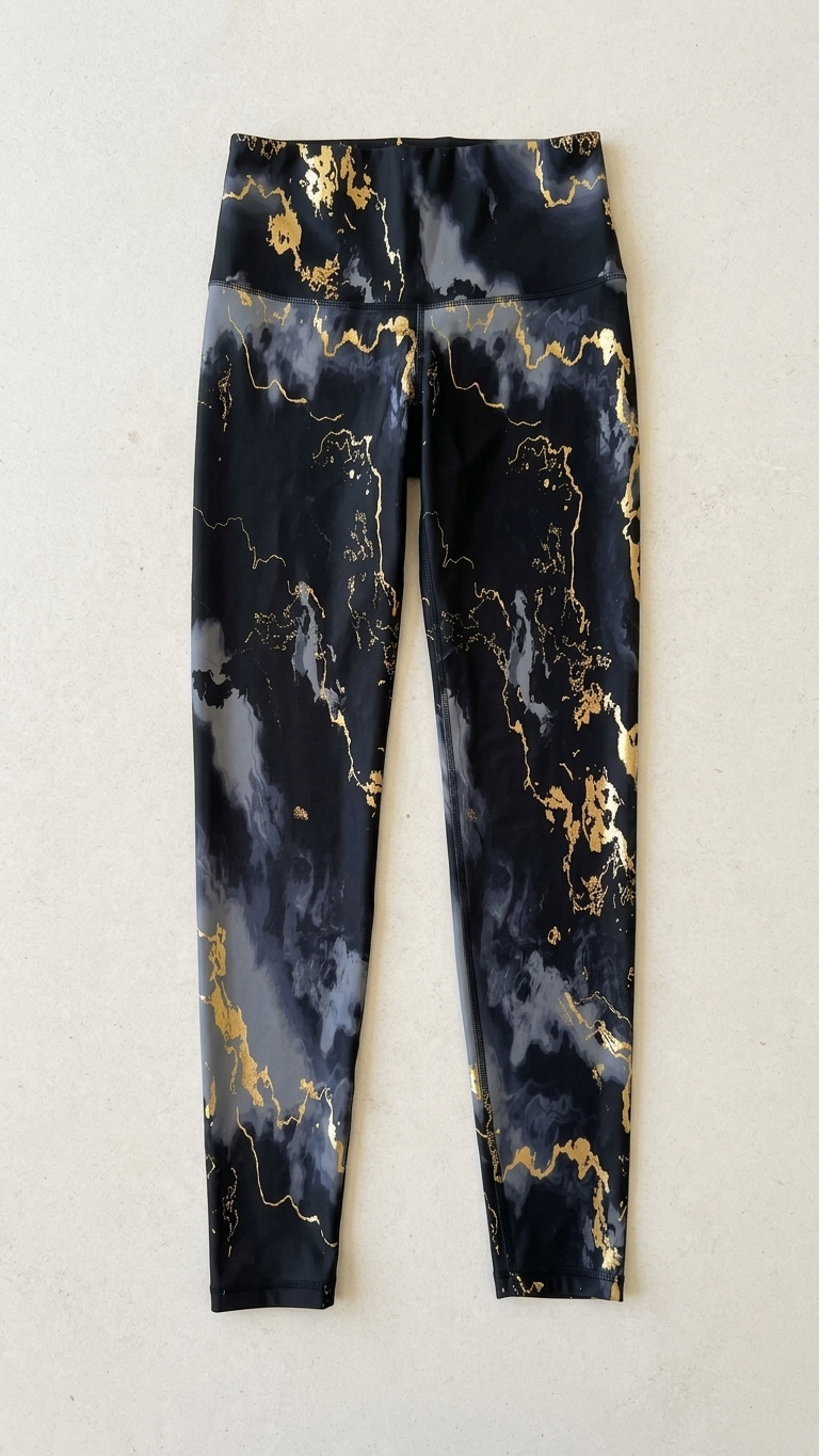 Old Navy Active Gold Marble Extra High Rise PowerSoft Go-Dry Leggings,Size Small