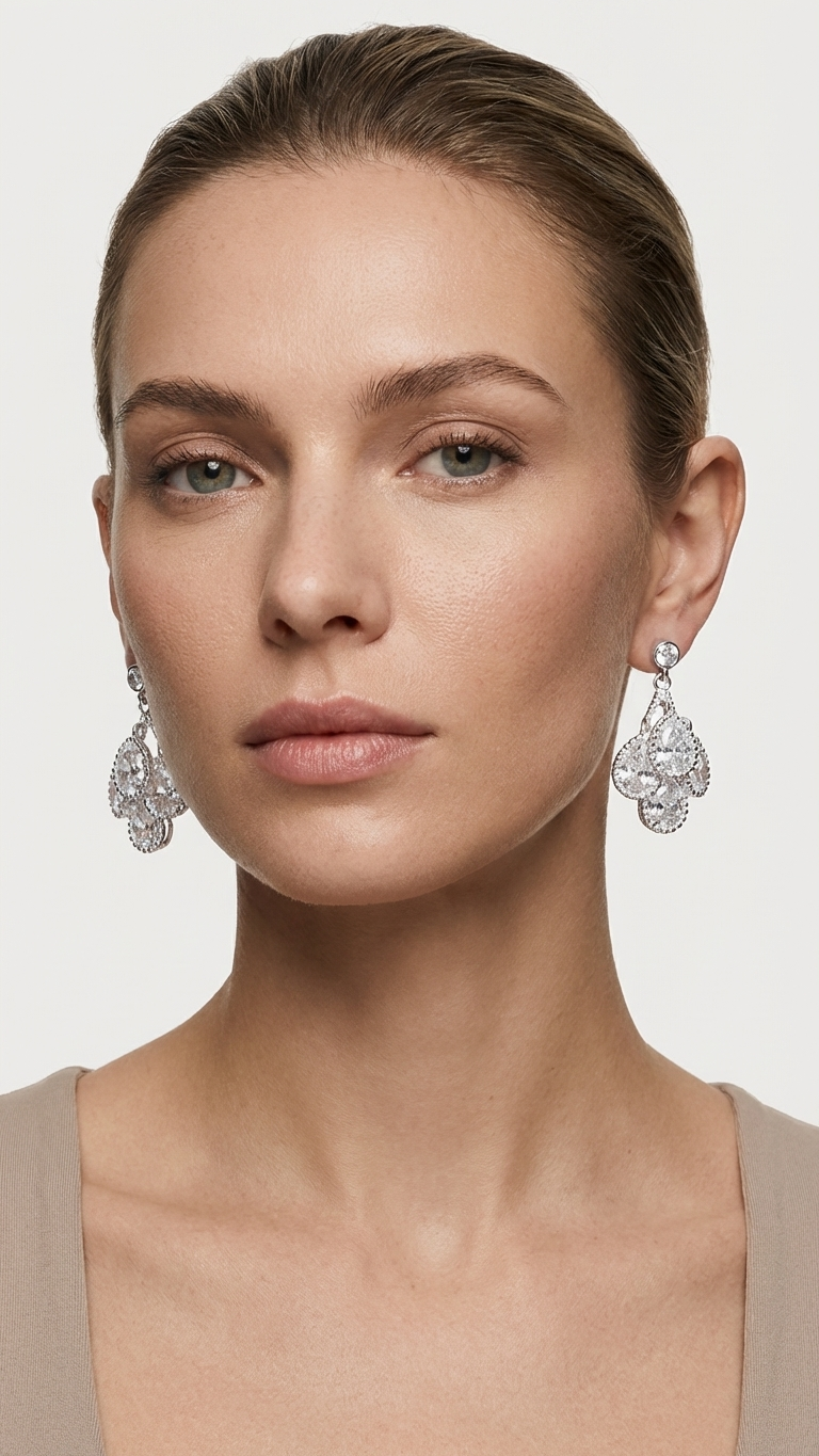 AMANDA BLU Silver Teardrop Cluster Earrings – Silver