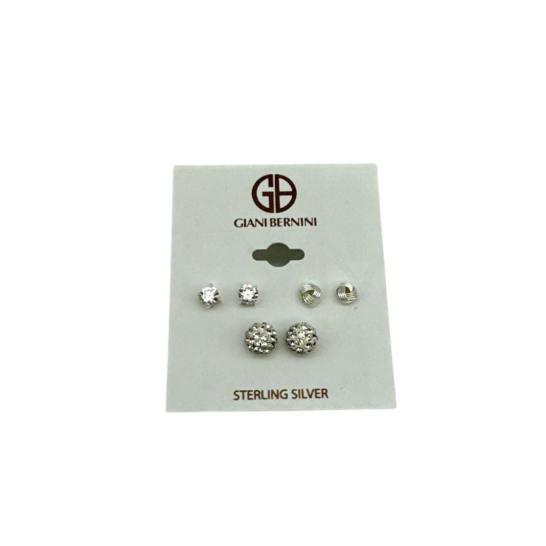 Giani Bernini Sterling Silver 3-Pc. Set Cubic Zirconia Stud  Earrings