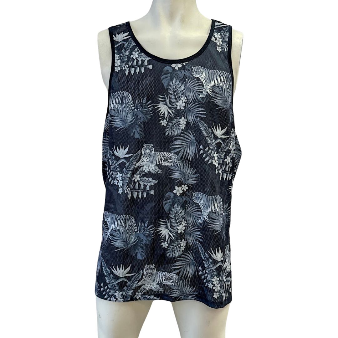 Guess Mens Jordan Wild Jungle Graphic Mesh Tank Size XL