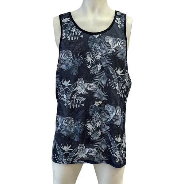 Guess Mens Jordan Wild Jungle Graphic Mesh Tank Size XL