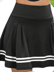 Vanessa Jane Striped Print Pleated Tennis Skirt Skort , Size Medium