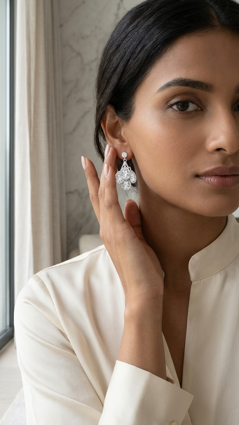 AMANDA BLU Silver Teardrop Cluster Earrings – Silver