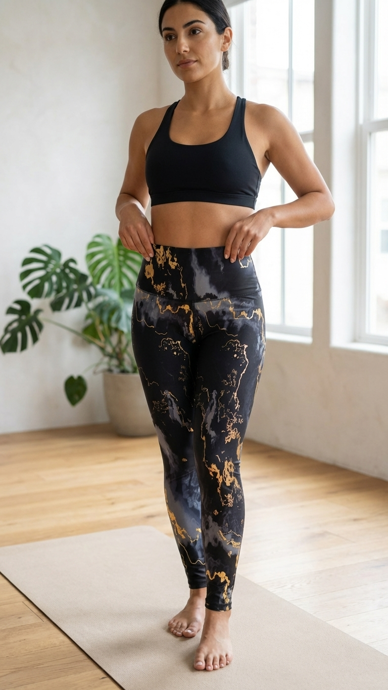 Old Navy Active Gold Marble Extra High Rise PowerSoft Go-Dry Leggings,Size Small