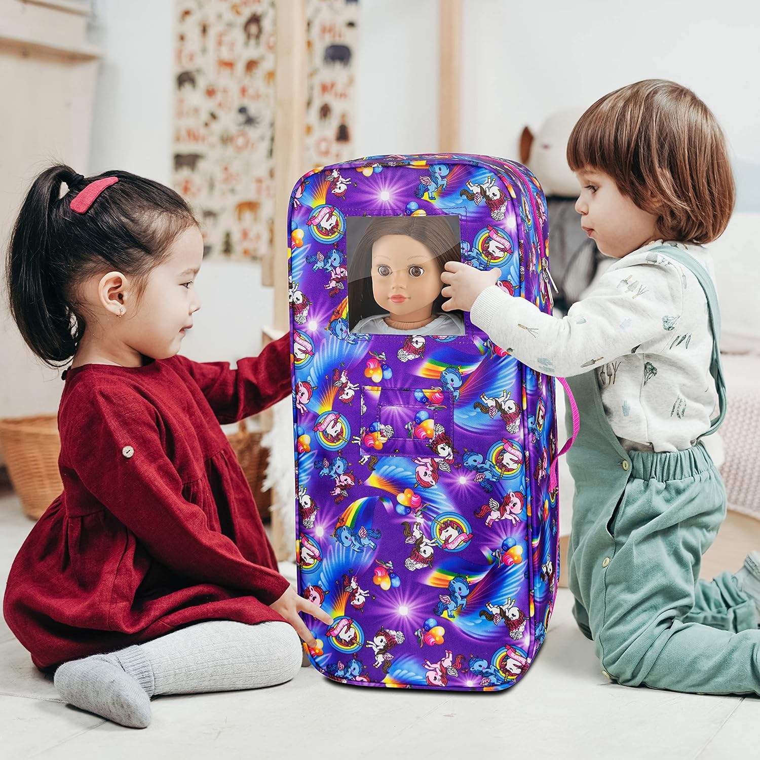 Ecore Fun Doll Travel Carrier Unicorn Doll Storage Suitcase Great Fit for 18 Inc