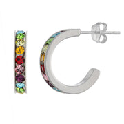 Giani Bernini  Rainbow Crystal Small (5/8) Hoop Earrings in Sterling Silver