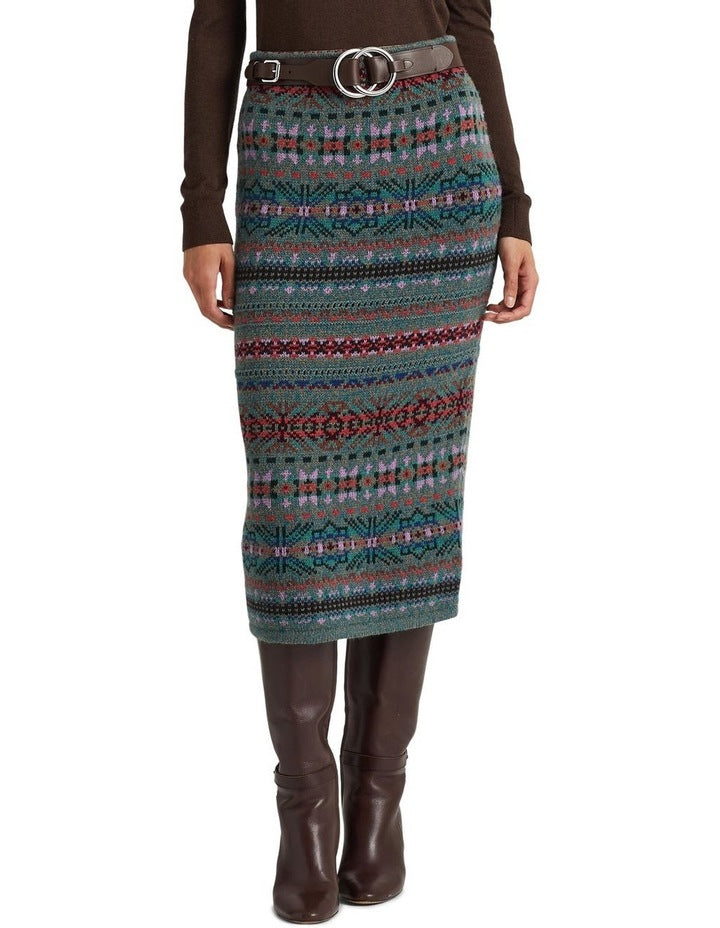 LAUREN RALPH LAUREN Fair Isle Wool-Blend Pencil Skirt