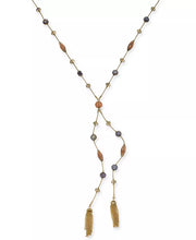 Inc Gold-Tone Crystal, Bead and Chain Tassel Lariat Necklace, 28 + 3 Extender
