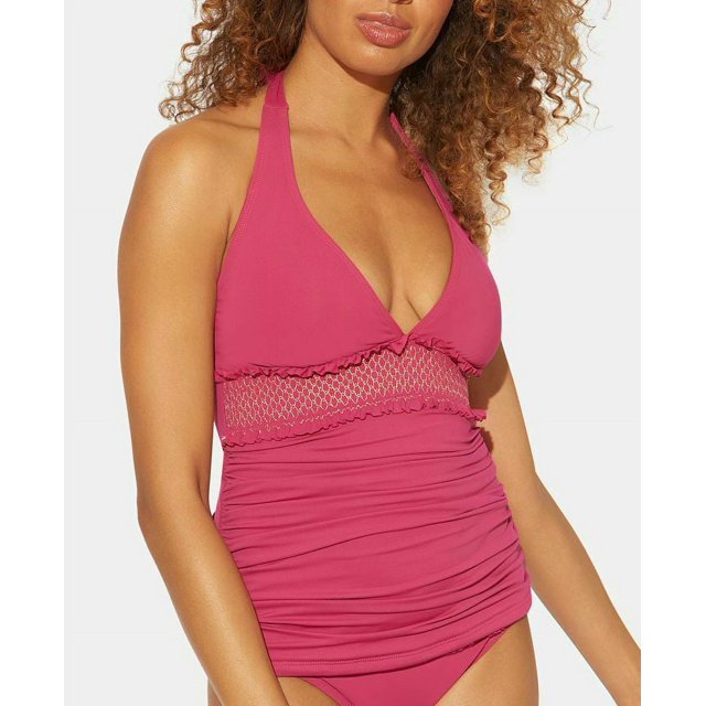 Bleu Rod Beattie Womens  Halter Tie Neck Tankini Top Pink