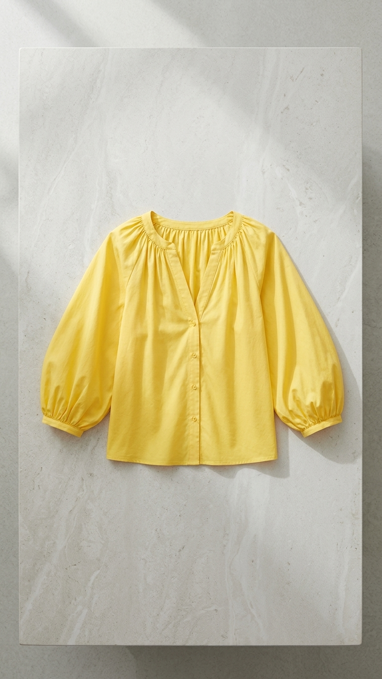 Boston Proper Women Brooke Notch Neck Poplin Shirt Haberno Yellow Medium