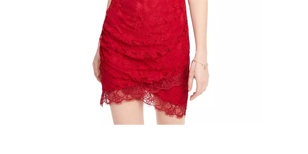 Speechless Juniors Lace Halter Wrap Skirt Dress, Size Medium