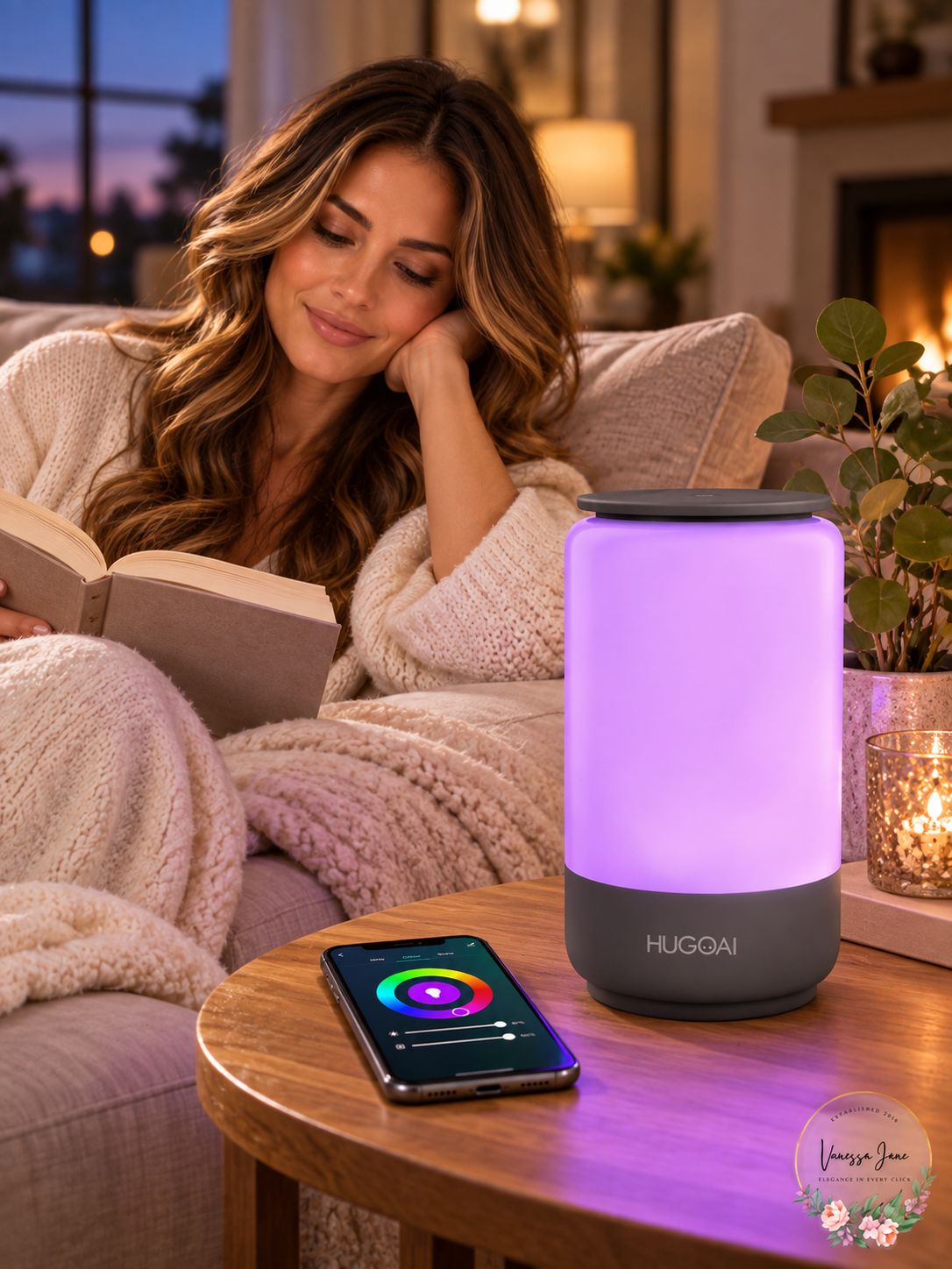HugoAI Smart LED Table Lamp, Gray