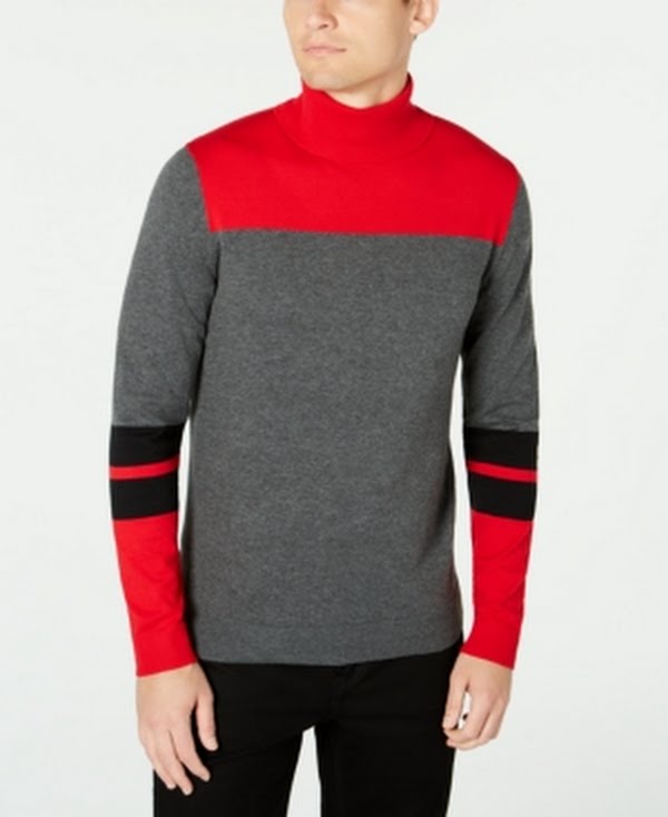 Alfani Mens Colorblock Turtleneck Sweater, Size Small