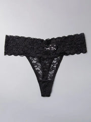 Womens 3pcs Flirty Solid Floral Lace Low-Rise Thongs, Size Medium