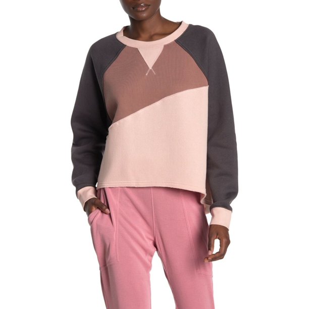 Free People Womens Pink Long Sleeve Crew Neck Sweatshirt ,Size Small