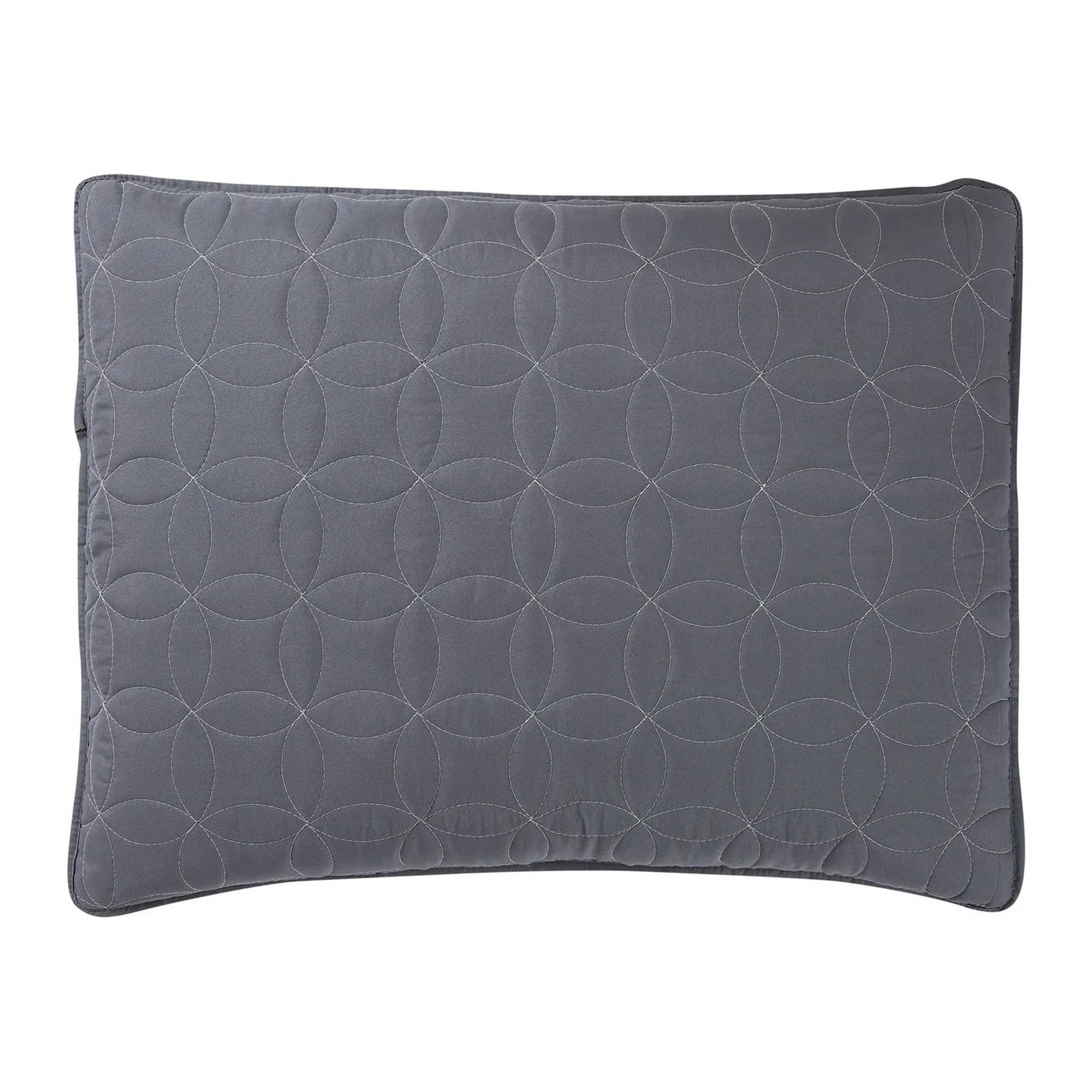 VCNY Home Hayden Solid Reversible Geometric Quilt Set, Queen, Charcoal/Vanilla