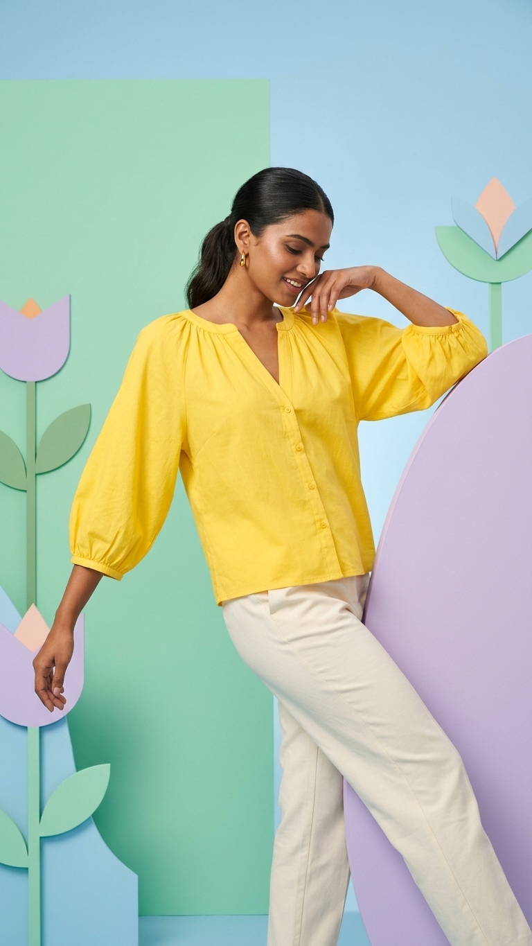 Boston Proper Women Brooke Notch Neck Poplin Shirt Haberno Yellow Medium