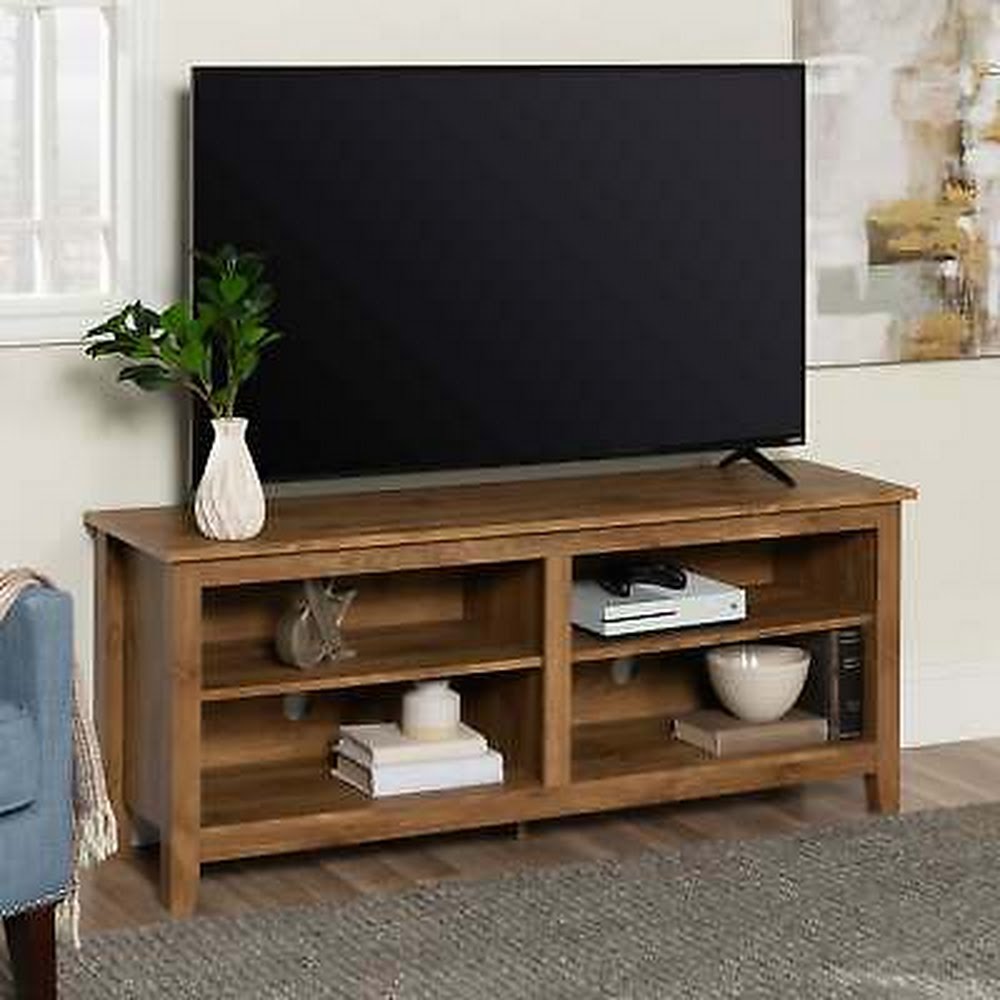 Walker Edison 58-Inch Wood Corner TV Media Stand Storage Console in Barnwood