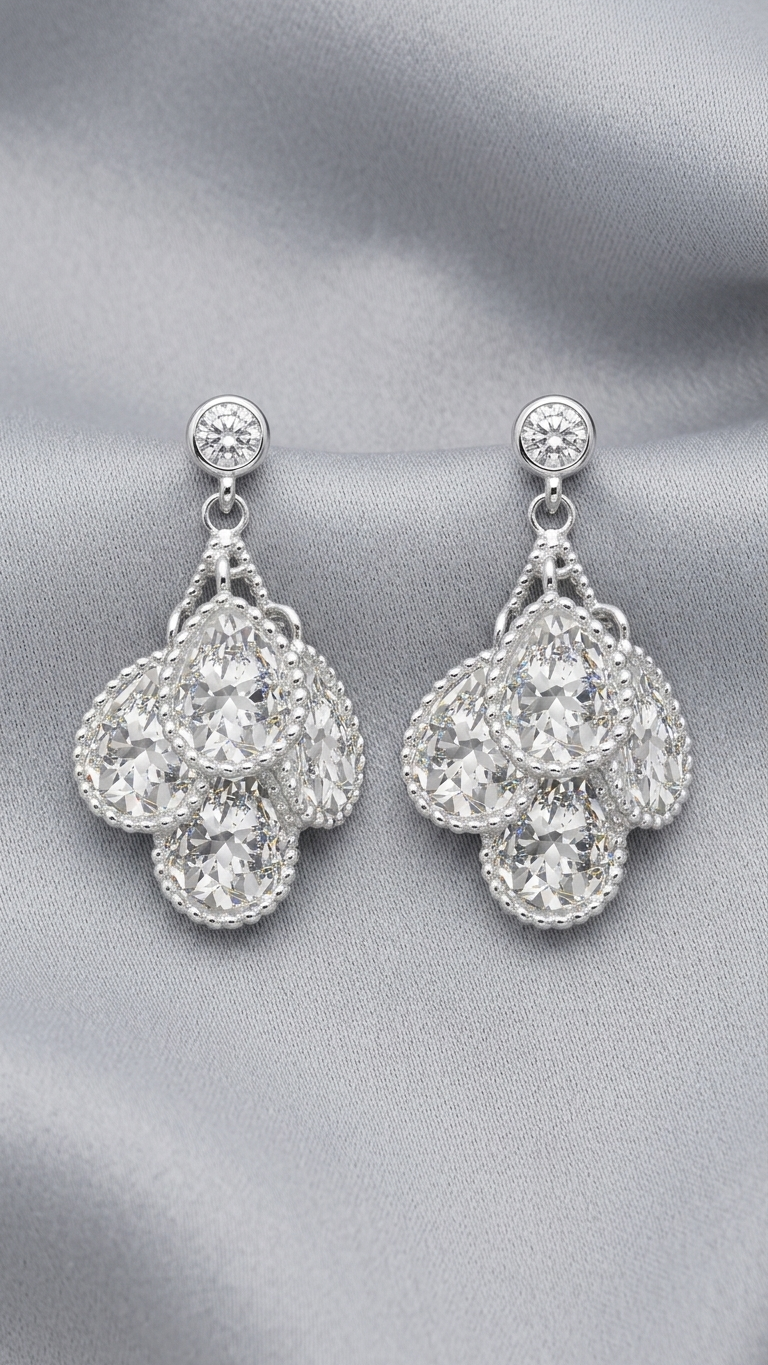 AMANDA BLU Silver Teardrop Cluster Earrings – Silver