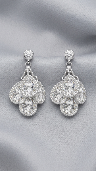 AMANDA BLU Silver Teardrop Cluster Earrings – Silver