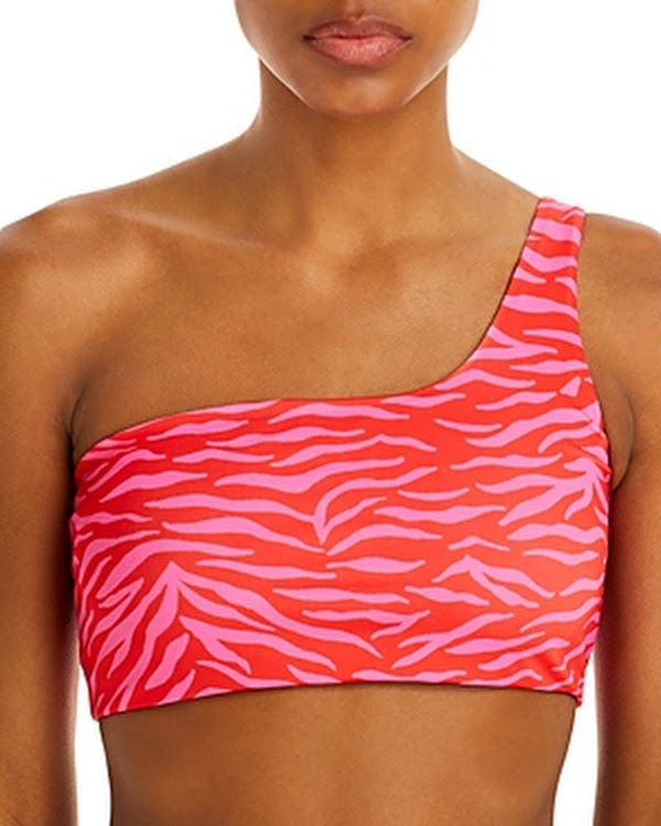 Peixoto Theo Asymmetric Printed Bikini Top