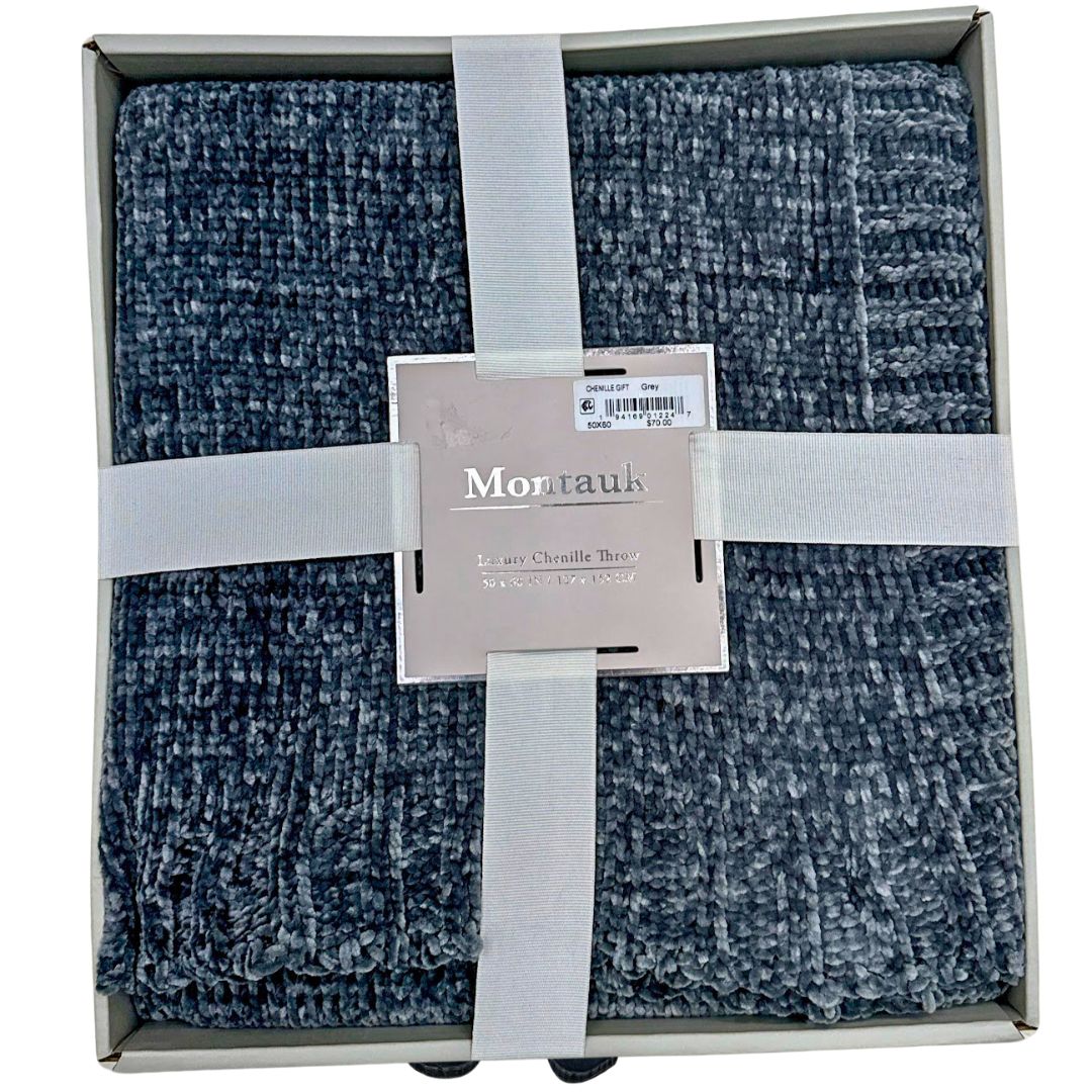 Montauk Chenille Luxe Throw Boxed Gift Set, 50 X 60