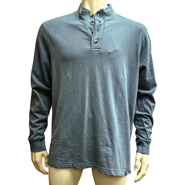 Copper and Oak Long Sleeve Men’s Henley Shirt Graphite Gray, Size Large