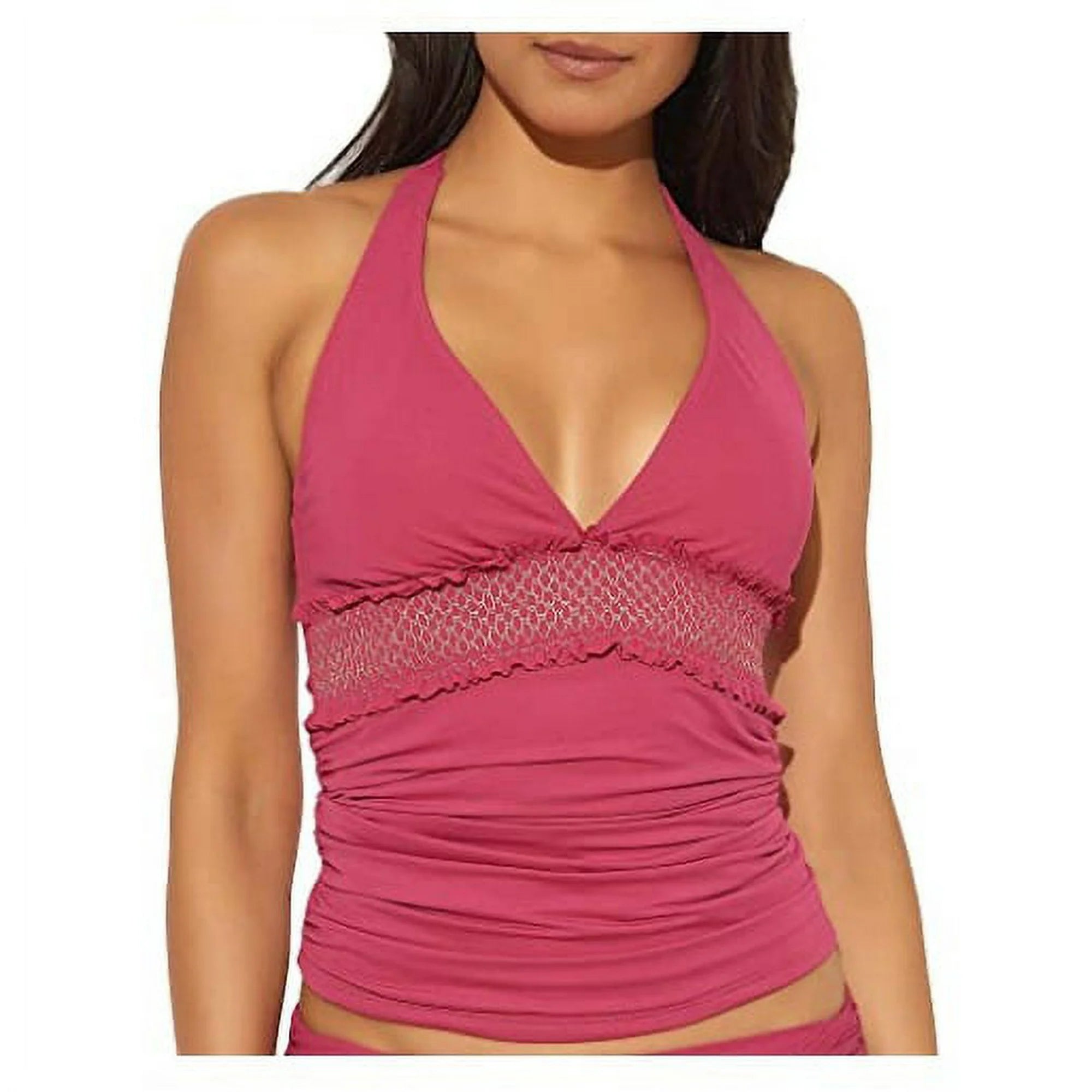 Bleu Rod Beattie Womens  Halter Tie Neck Tankini Top Pink