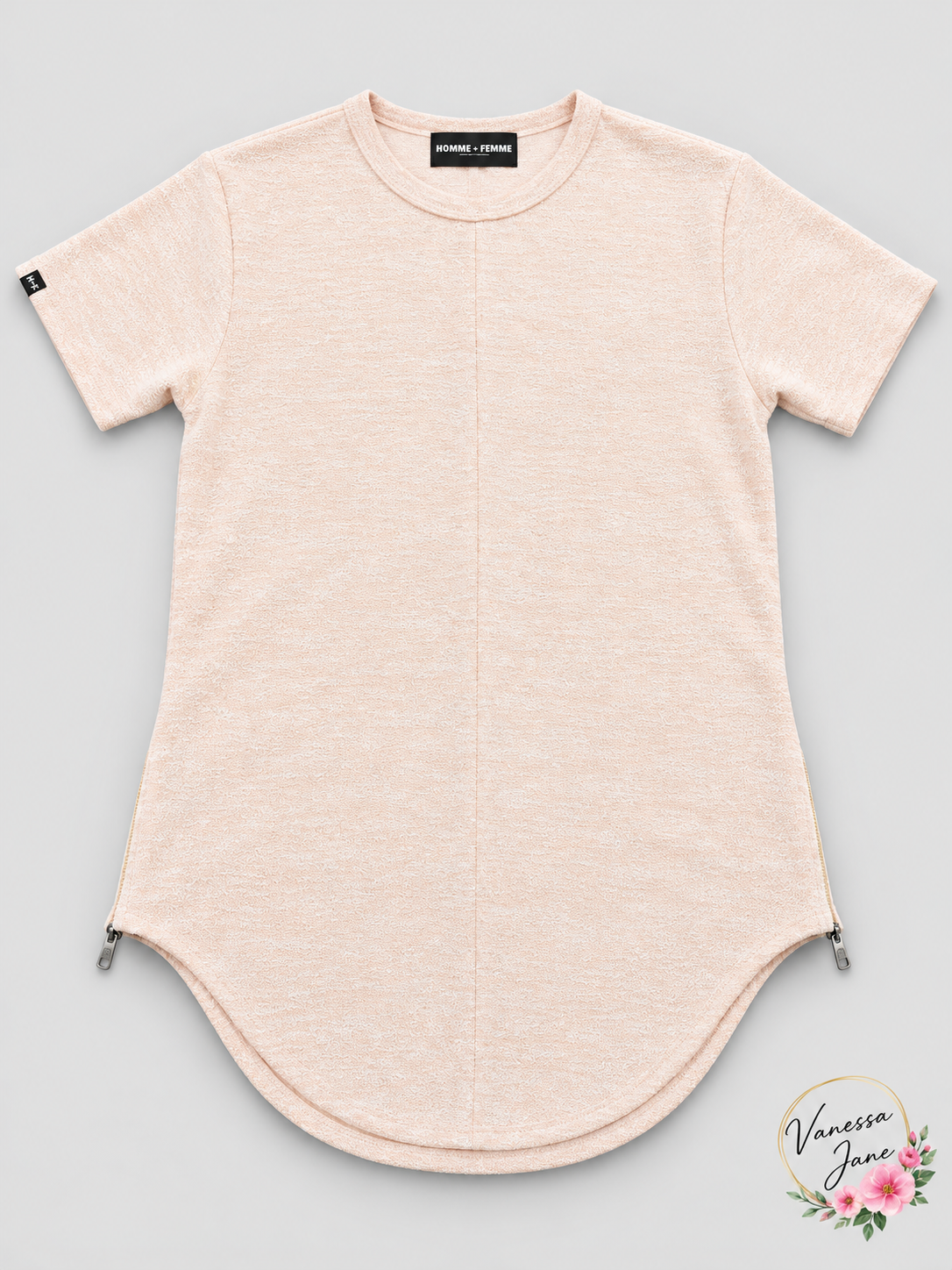 Homme Femme Men’s Side-Zipper Longline Tee, Size Medium