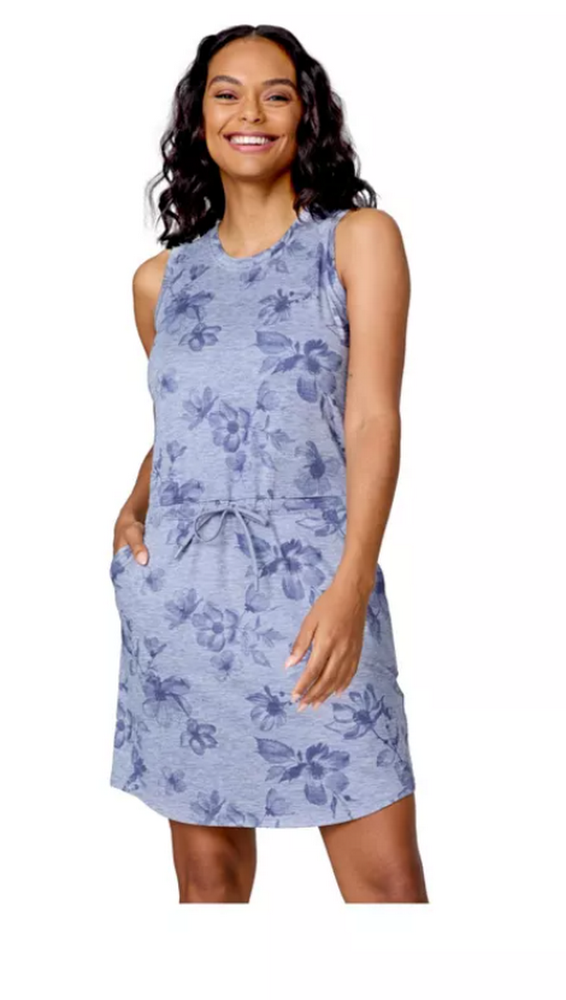 Free Country Womens Shirttail Dress - Medium Grey Blooms, Small