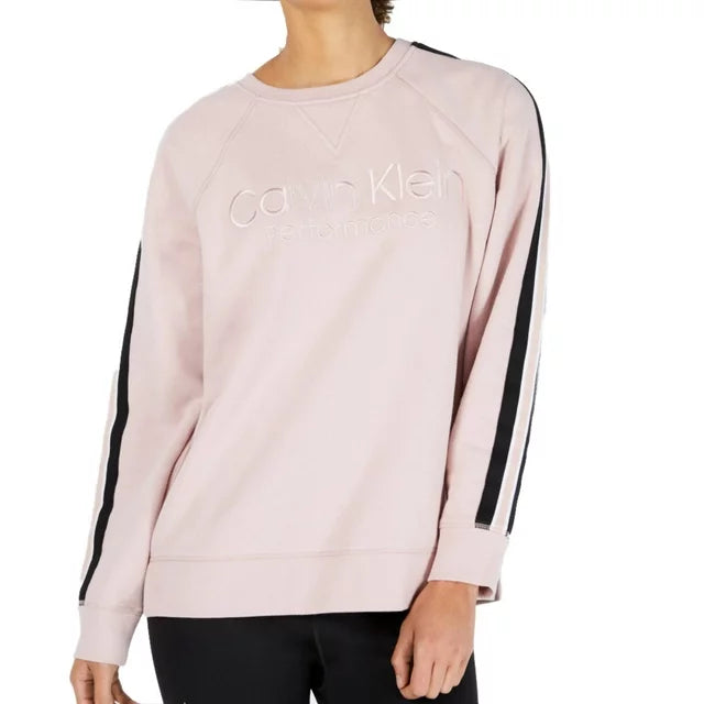Calvin Klein Womens Performance Logo Striped Sweatshirt, Size  XL