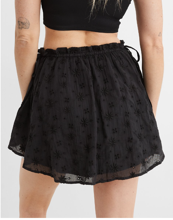 Aerie Side Tie Skirt Womens True Black M