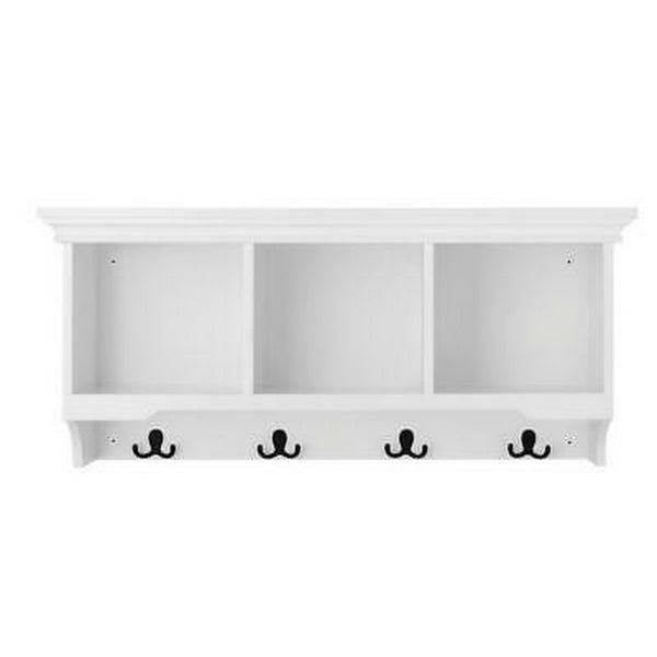 StyleWell 16.14 In. H x 36 In. W x 11 In. D White Wood Floating Decorative Cubby