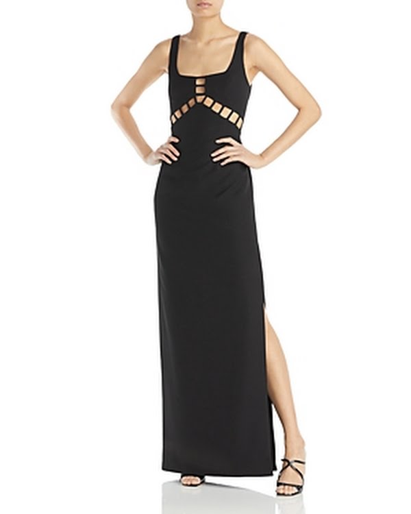 Aidan by Aidan Mattox Cutout Square Neck Gown