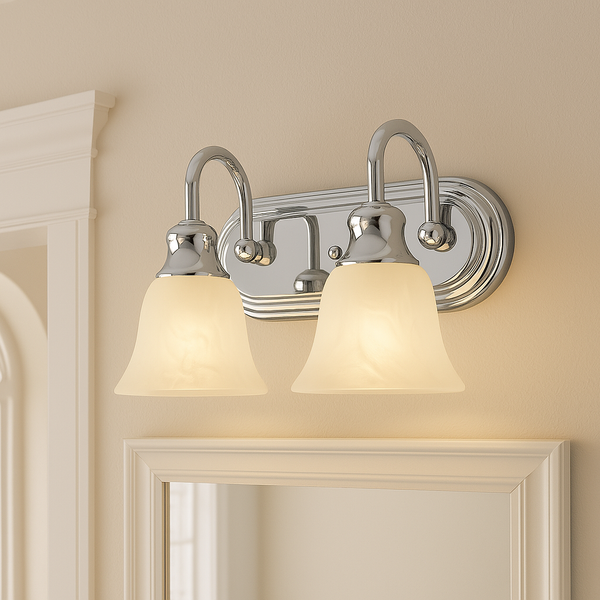 Sea Gull Lighting Windgate 2-Light Bath Vanity Up light Fixture Chrome