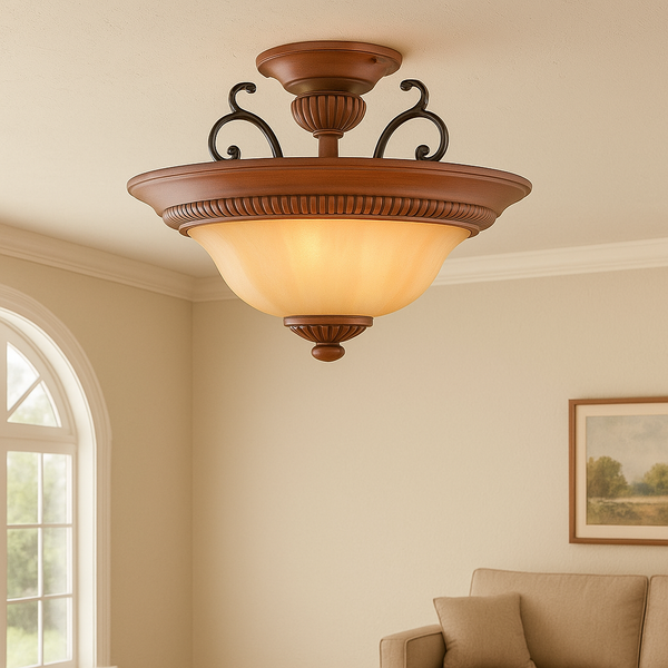World Imports Elysia Collection 3-Light Antiqued Gold Flush Mount Light