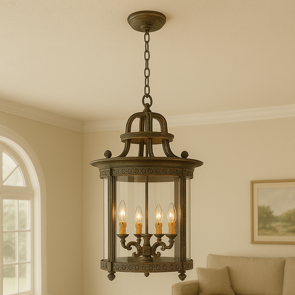 World Imports Chatham Collection 4-Light French Bronze Hanging Interior Lantern