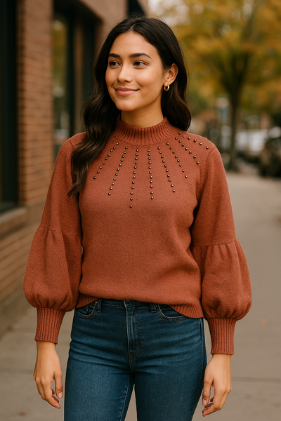 Alfani Womens Embellished Pullover Sweater, Size Large