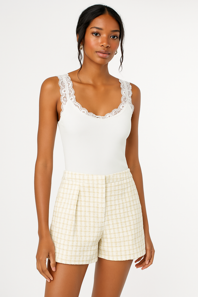 Aqua Knit Lace Trim Camisole Top, Size Large