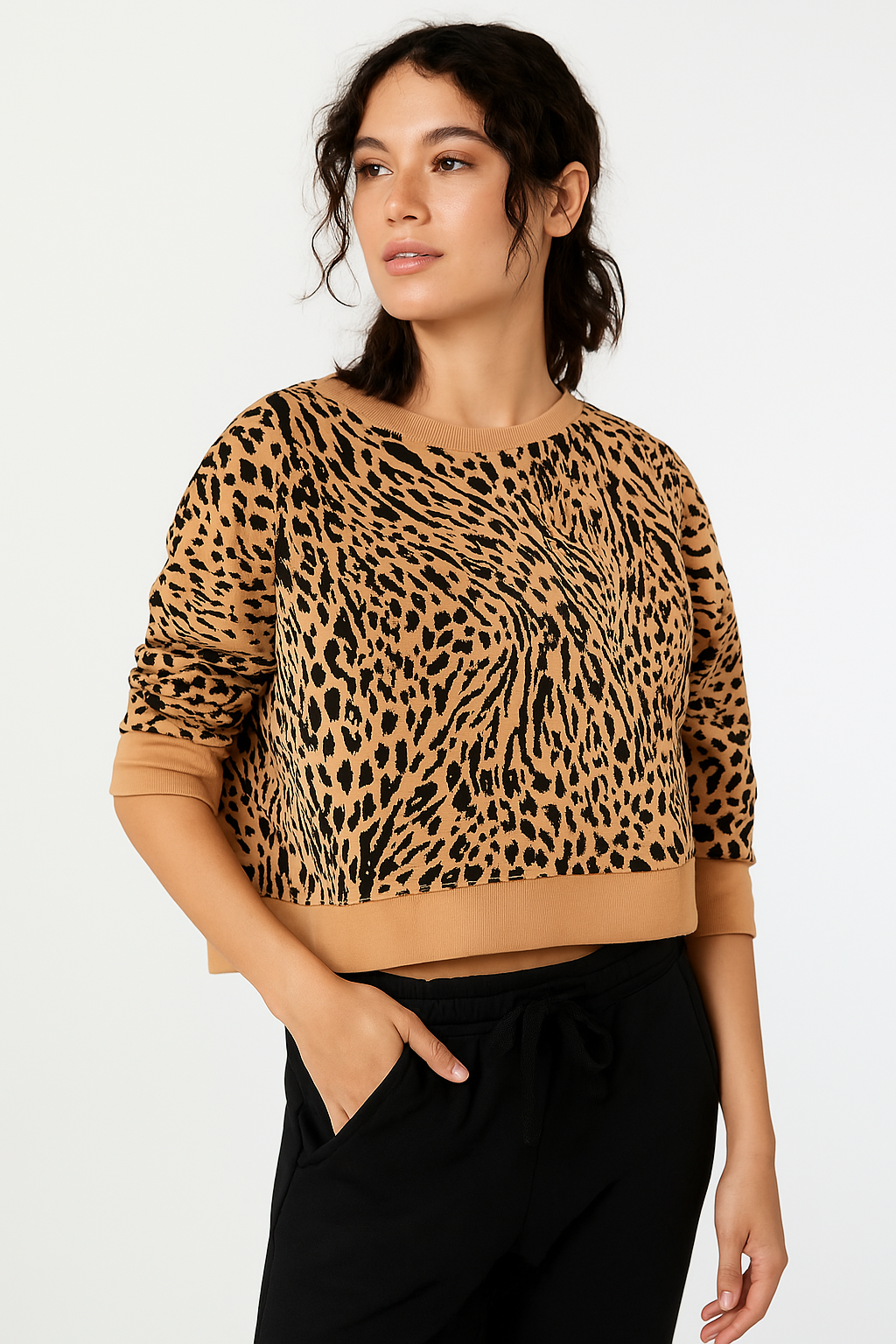 Jenni Cotton French Terry Lounge Top, Size Medium