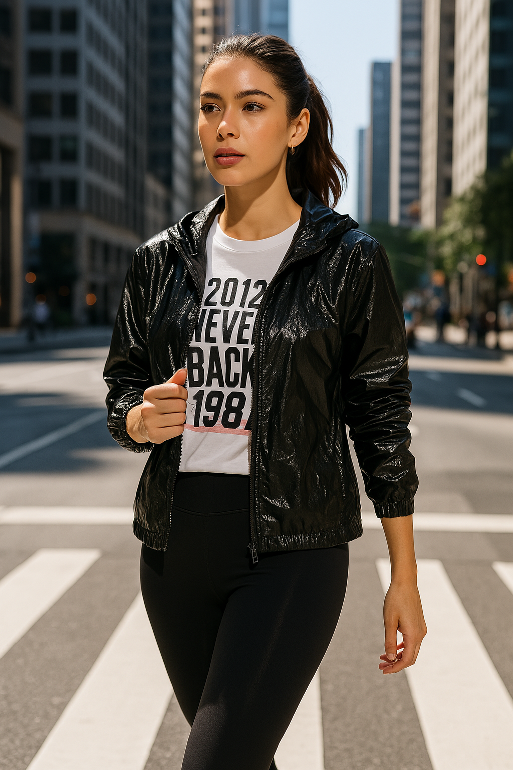 Aqua Cropped Hooded Windbreaker, Size Medium