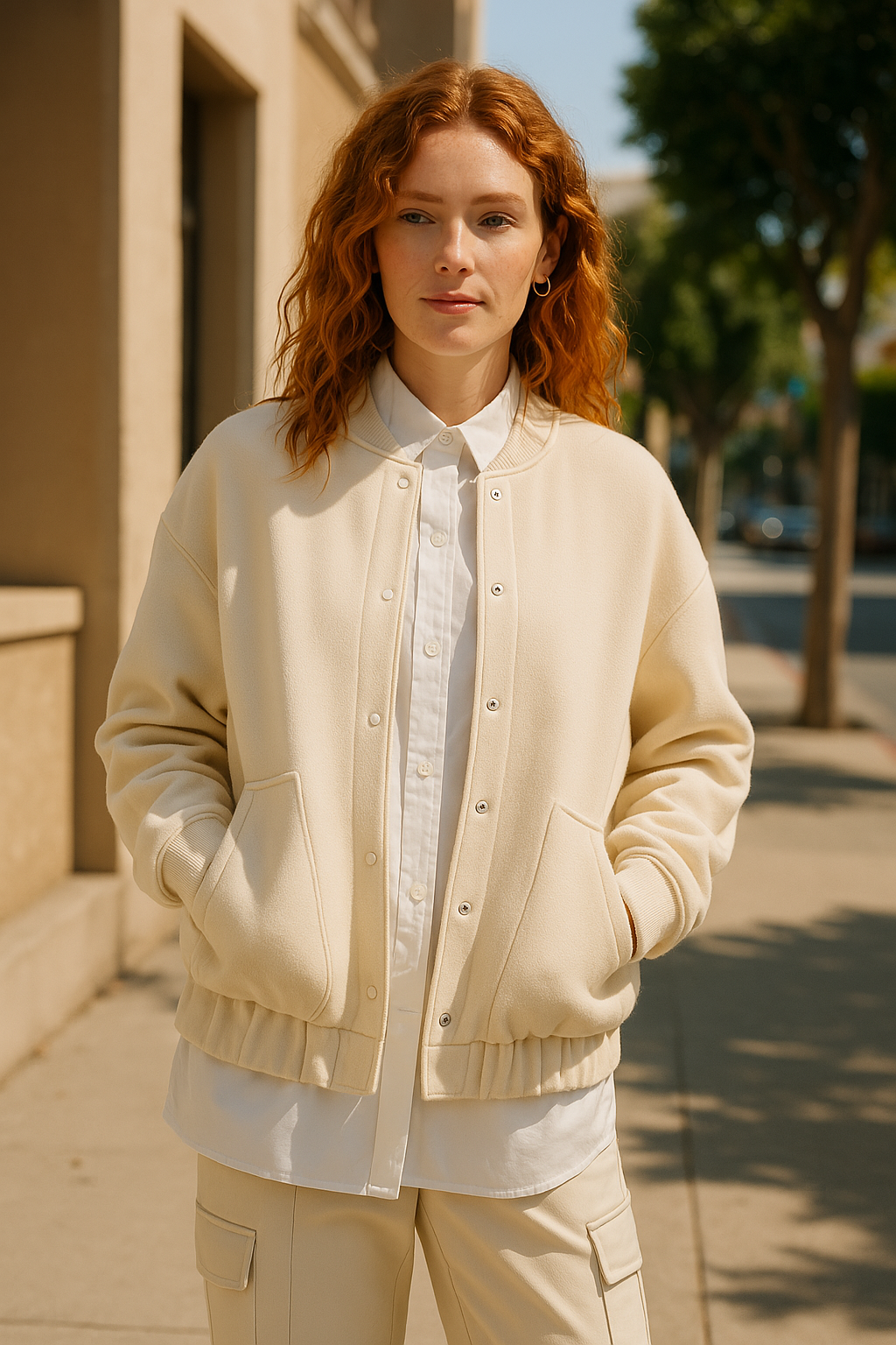 Mango Womens Knitted Pockets Bomber Jacket - Ecru, Size XS