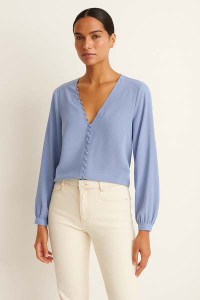 Joie Womens Shariana Button Loop Silk Blouse - Blue - Size XXS