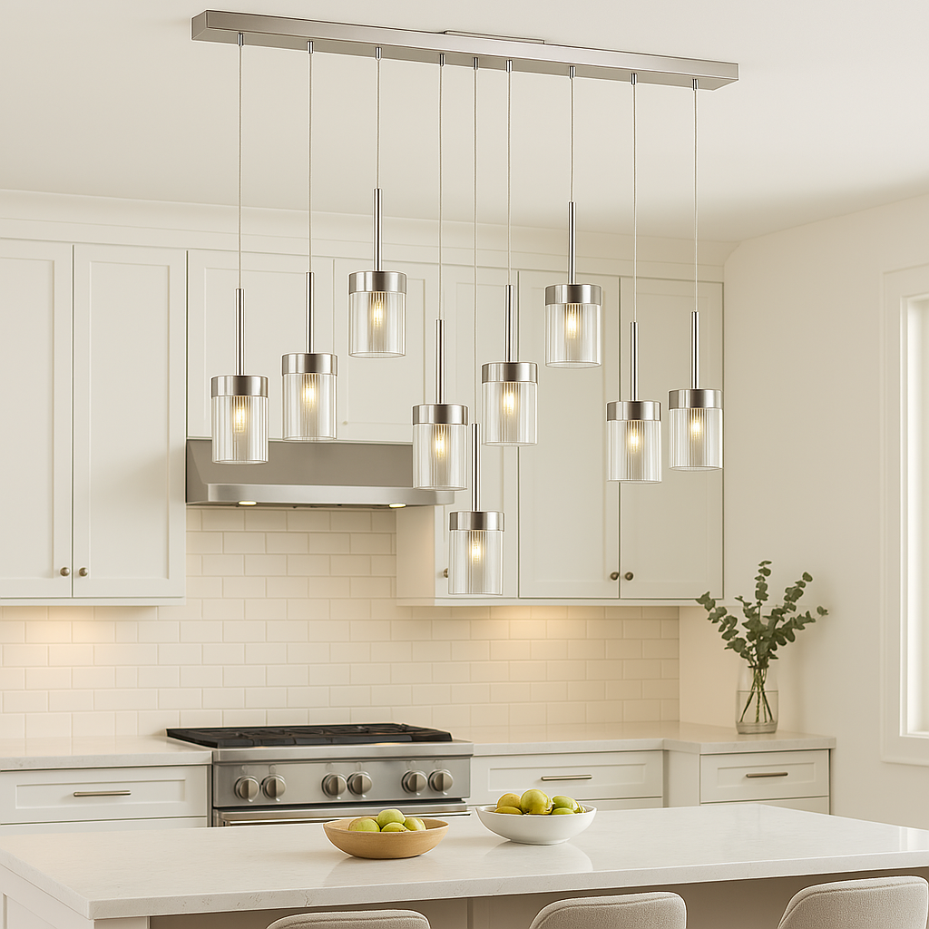 Trans Globe 9-Light Polished Chrome LED Island Pendant with Clear Glass