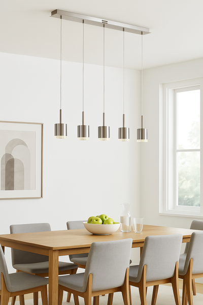 Trans Globe 5-Light Polished Chrome LED Island Pendant with Clear Glass